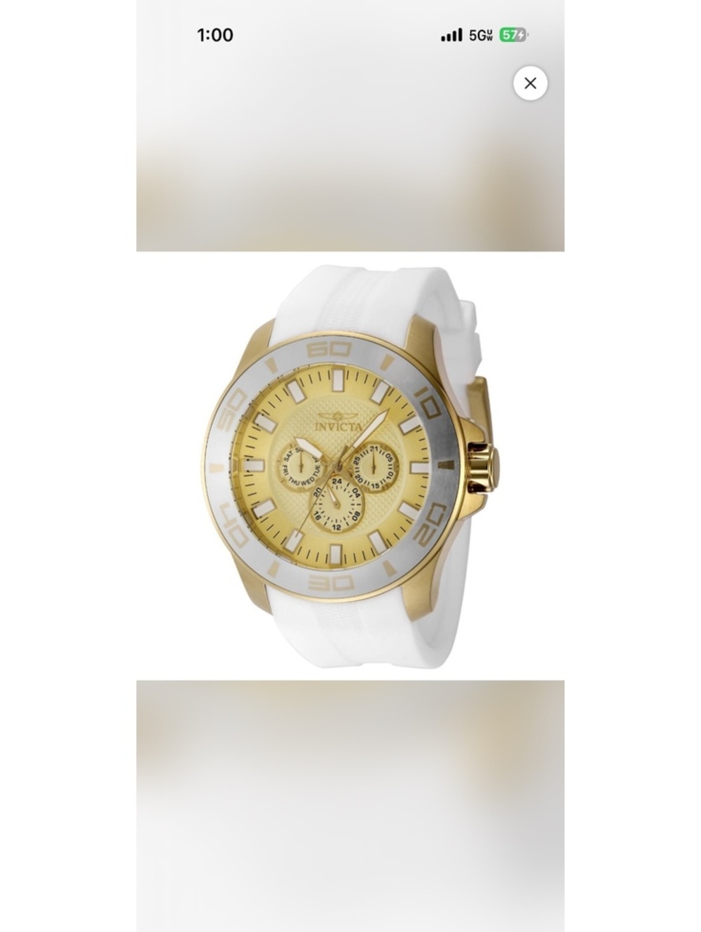 $299 INVICTA MENS PRO DIVER IMPACT 50mm - GOLD, WHITE SILICONE BAND **SALE**